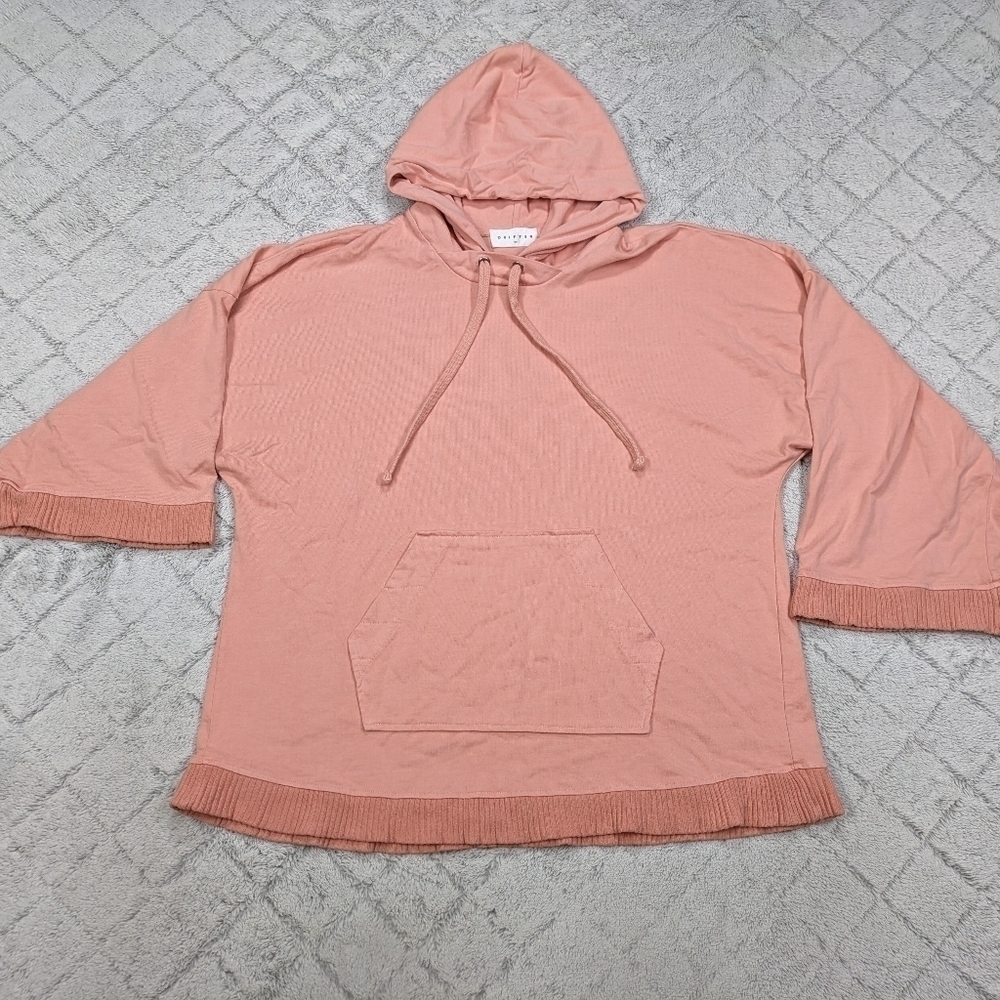 Drifter Hoodie Women's OS Pink Pullover Poncho Oversized Cotton Rib Trim Street